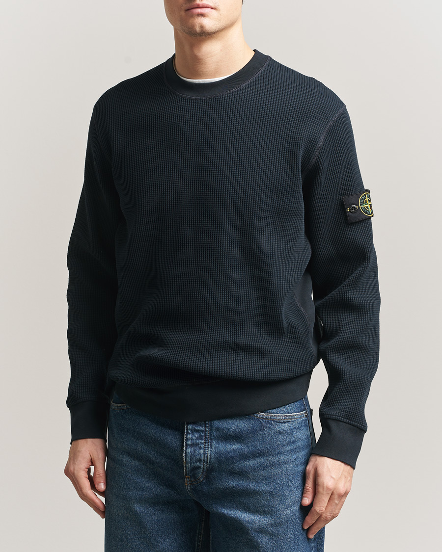 Herre | Gensere | Stone Island | Organic Cotton Waffle Fleece Sweatshirt Navy