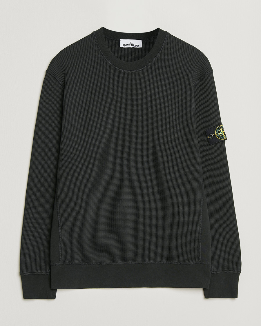 Herre | Gensere | Stone Island | Organic Cotton Waffle Fleece Sweatshirt Black