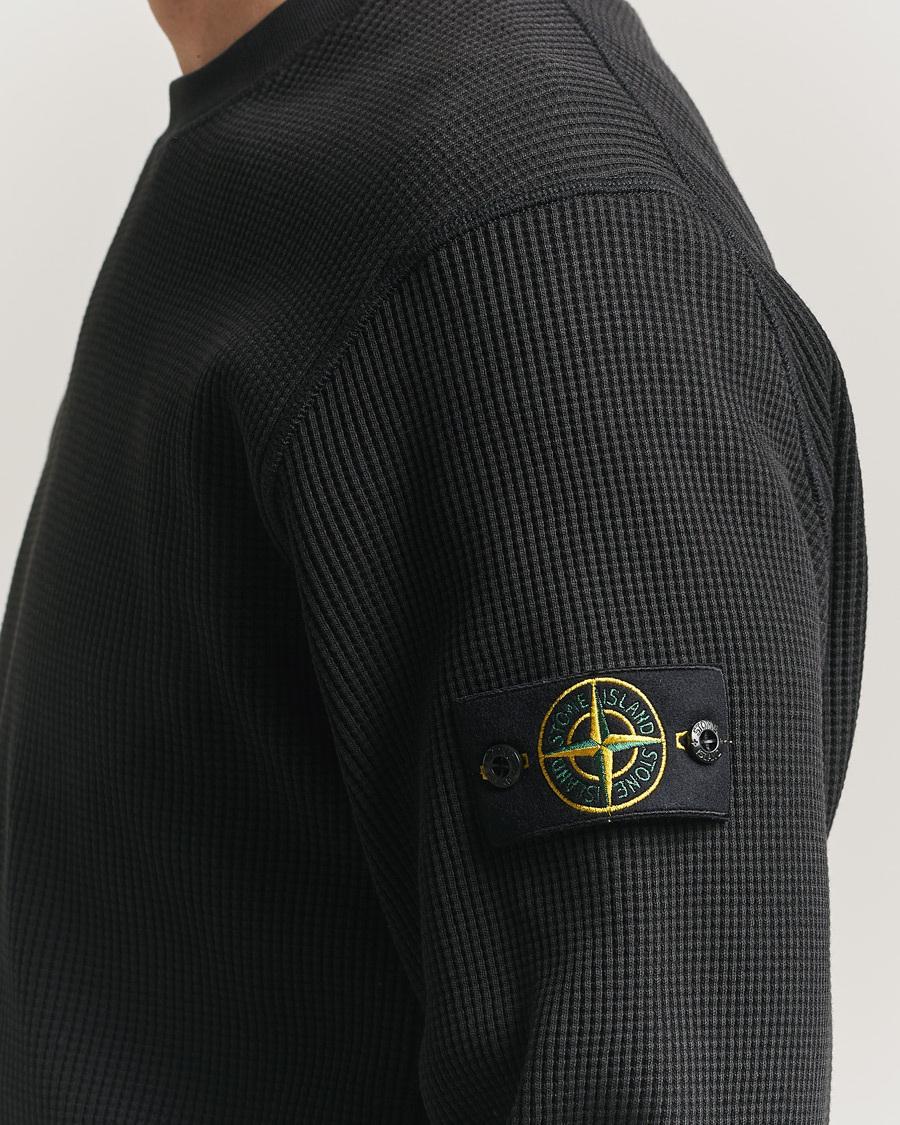 Herre | Gensere | Stone Island | Organic Cotton Waffle Fleece Sweatshirt Black
