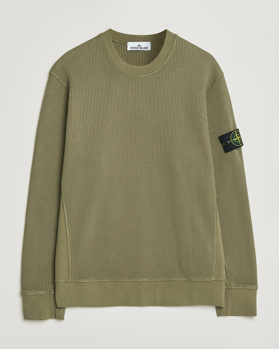 Herre | Gensere | Stone Island | Organic Cotton Waffle Fleece Sweatshirt Military