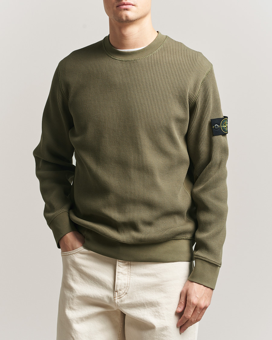 Herre | Gensere | Stone Island | Organic Cotton Waffle Fleece Sweatshirt Military