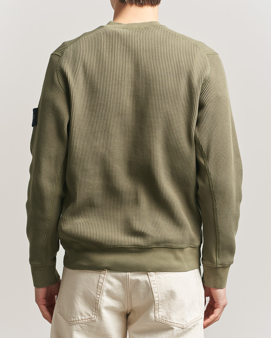 Herre | Gensere | Stone Island | Organic Cotton Waffle Fleece Sweatshirt Military