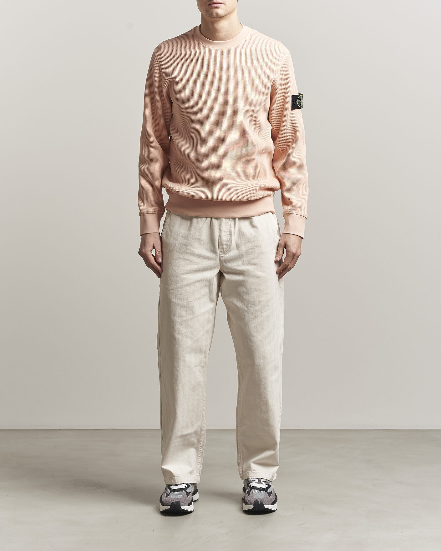 Herre | Gensere | Stone Island | Organic Cotton Waffle Fleece Sweatshirt Plaster Pink