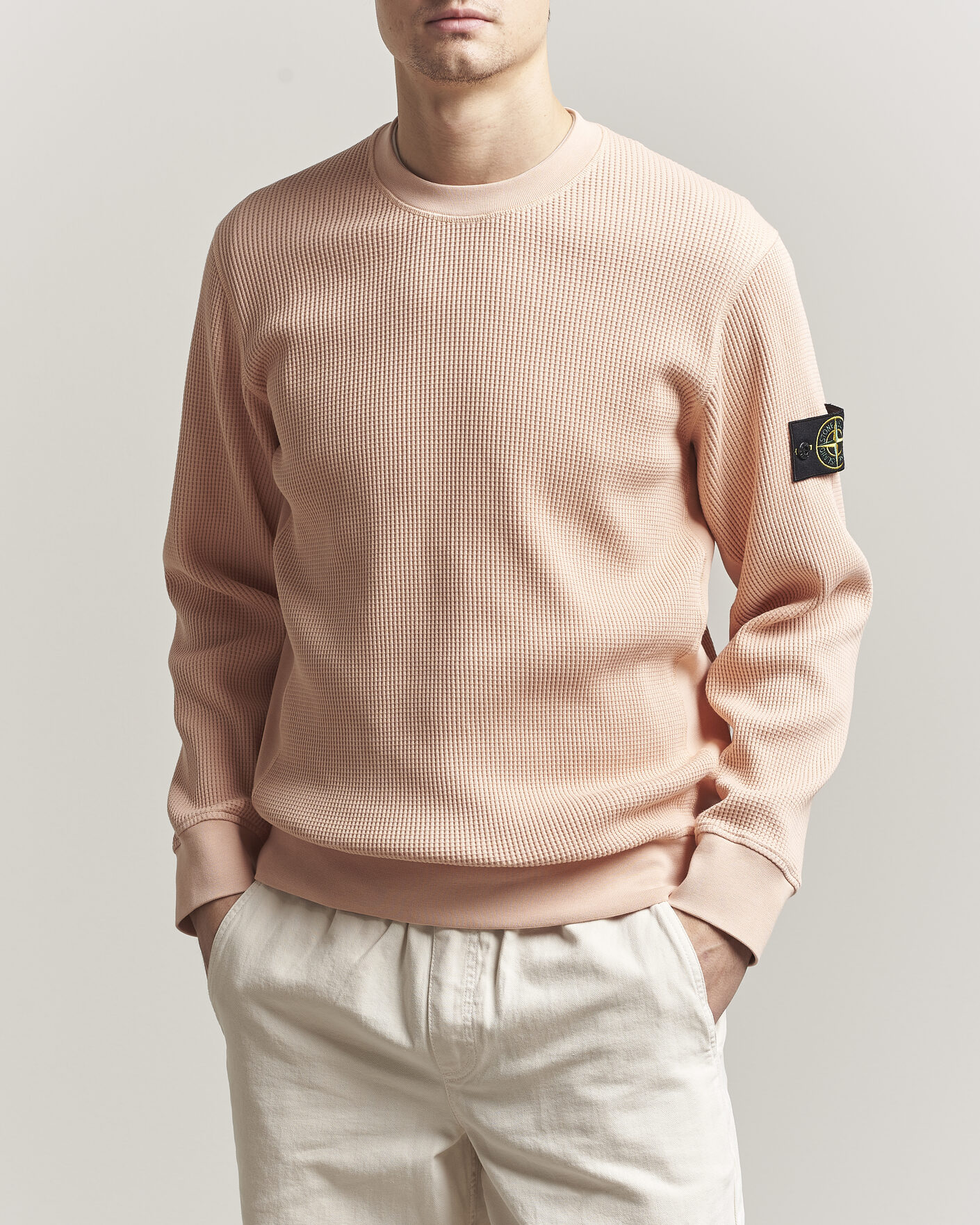 Herre | Gensere | Stone Island | Organic Cotton Waffle Fleece Sweatshirt Plaster Pink