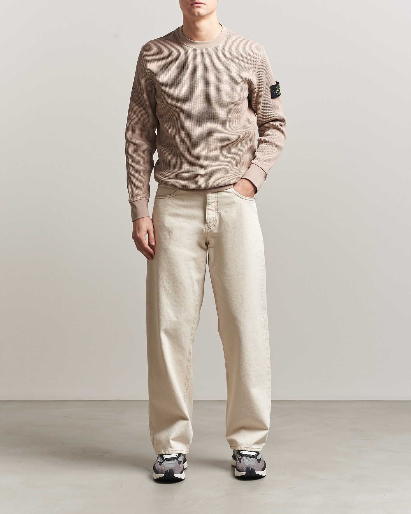 Herre | Gensere | Stone Island | Organic Cotton Waffle Fleece Sweatshirt Desert