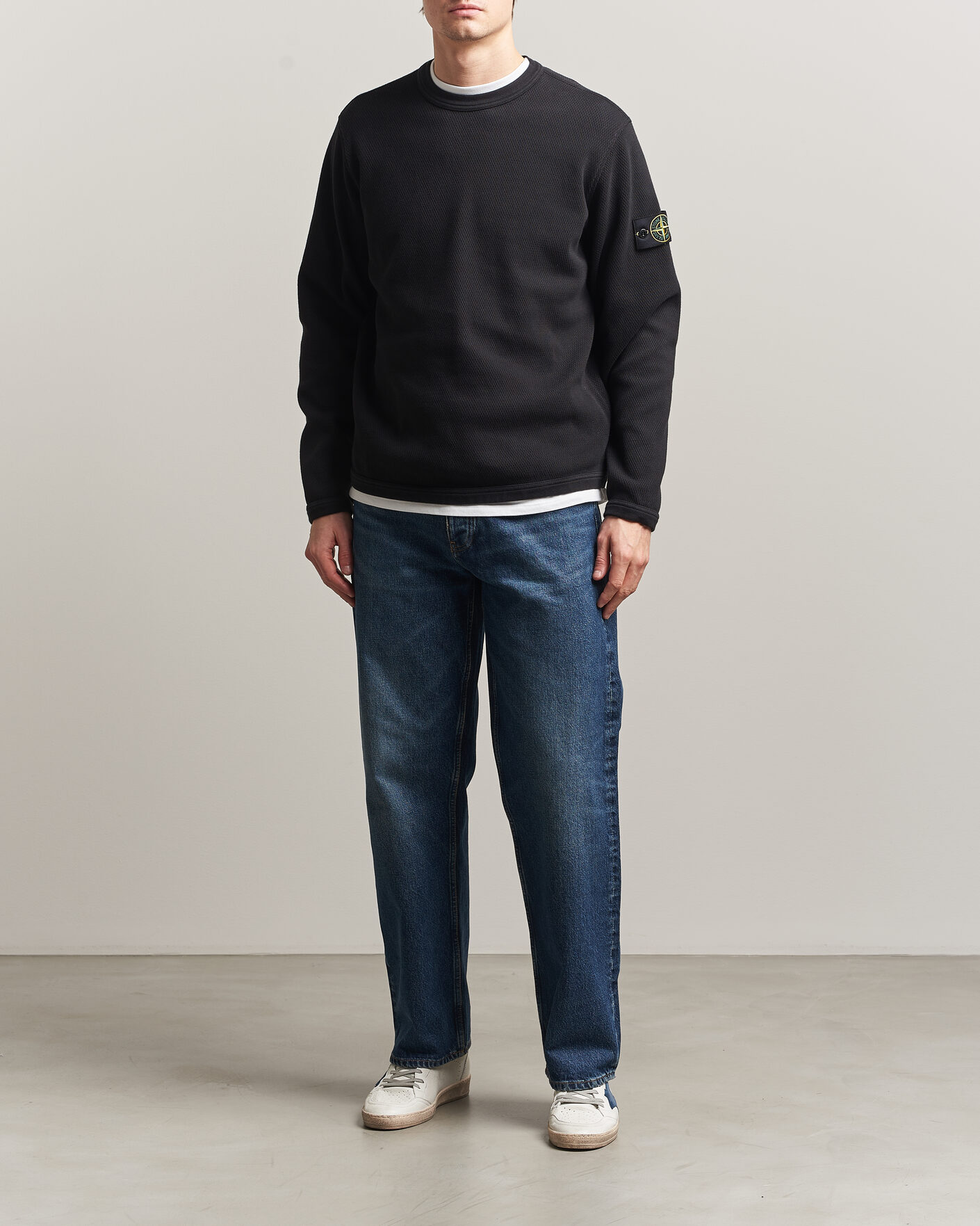 Herre | Gensere | Stone Island | Mesh Stitch Organic Cotton Fleece Crewneck Black