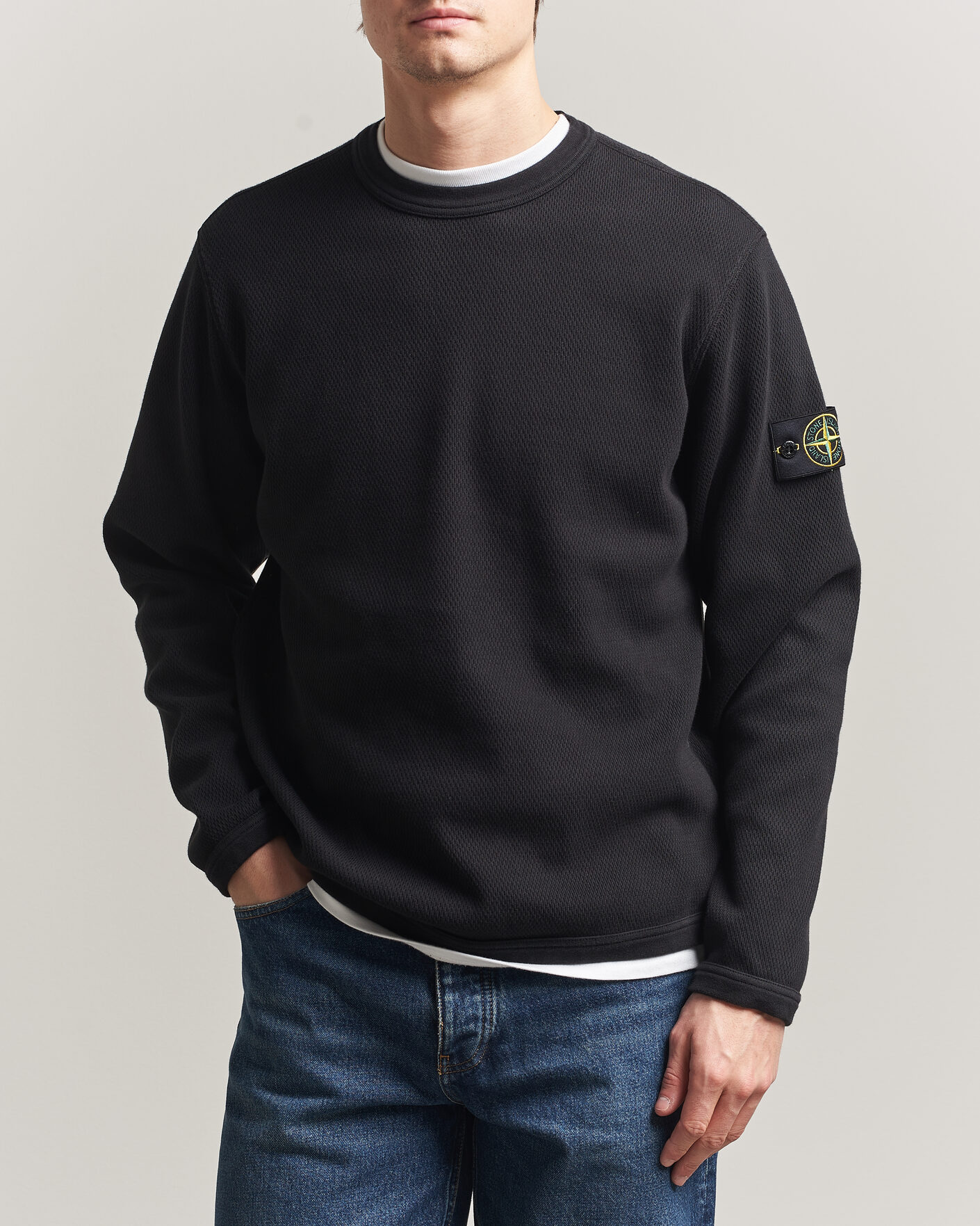 Herre | Gensere | Stone Island | Mesh Stitch Organic Cotton Fleece Crewneck Black