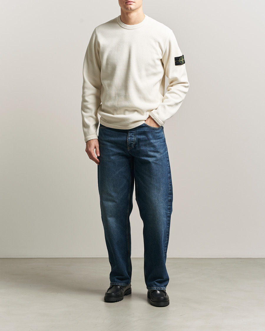 Herre | Gensere | Stone Island | Mesh Stitch Organic Cotton Fleece Crewneck Ivory