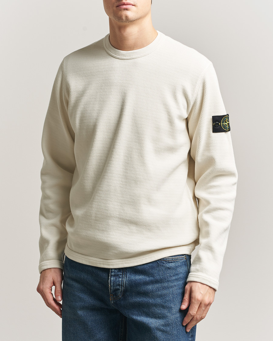 Herre | Gensere | Stone Island | Mesh Stitch Organic Cotton Fleece Crewneck Ivory