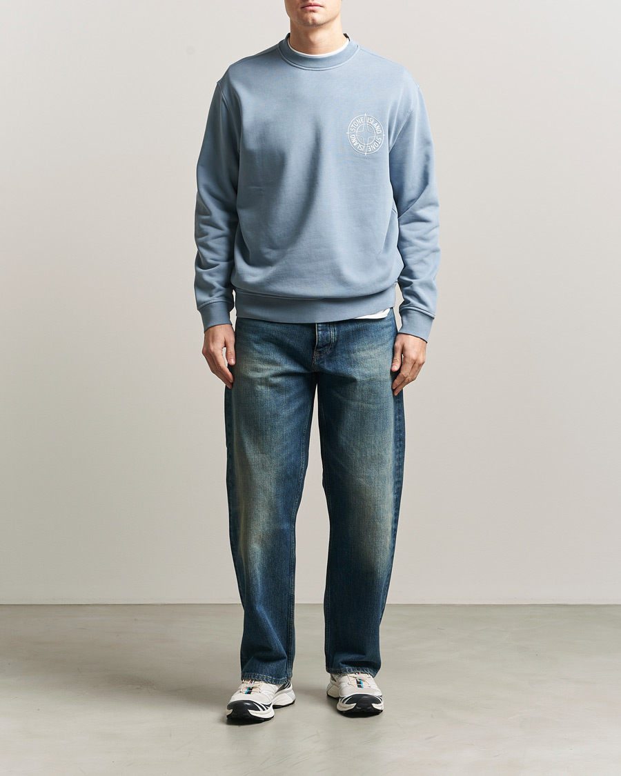 Herre | Gensere | Stone Island | Cotton Fleece Printed Logo Sweatshirt Dark Blue