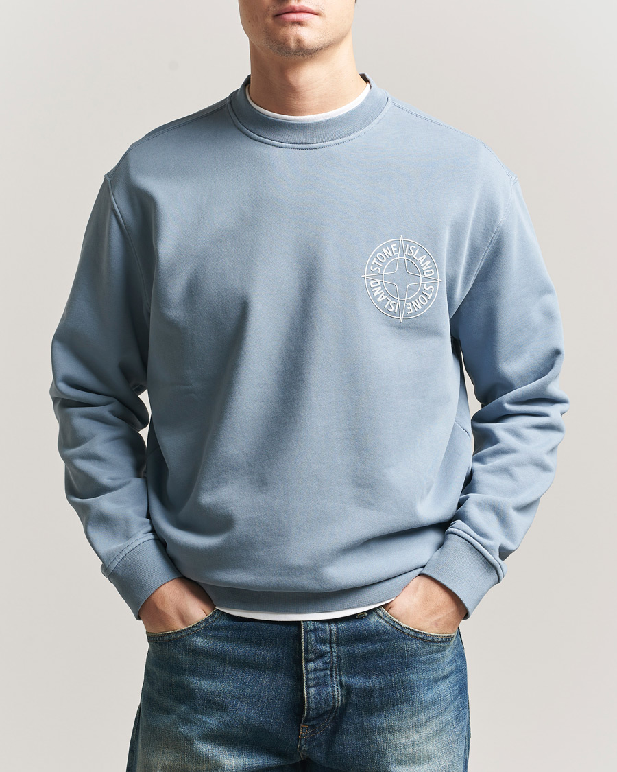 Herre | Gensere | Stone Island | Cotton Fleece Printed Logo Sweatshirt Dark Blue