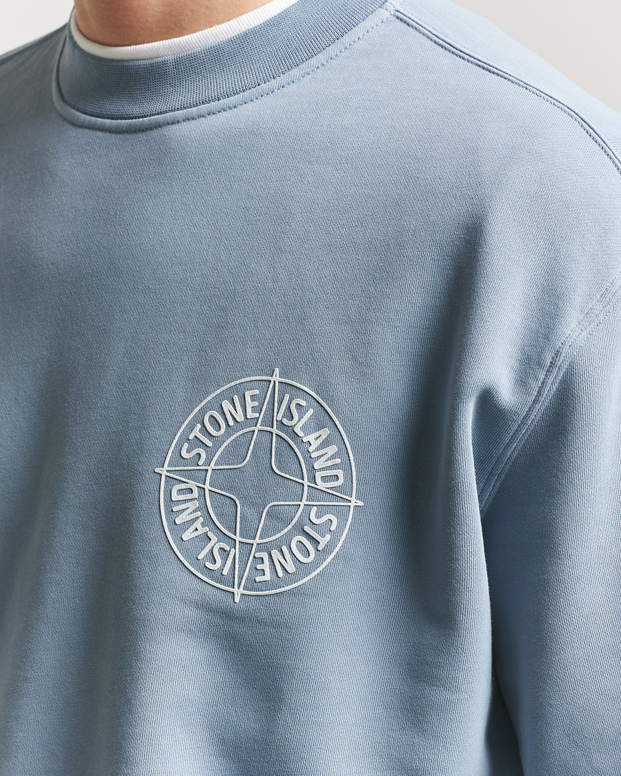 Herre | Gensere | Stone Island | Cotton Fleece Printed Logo Sweatshirt Dark Blue