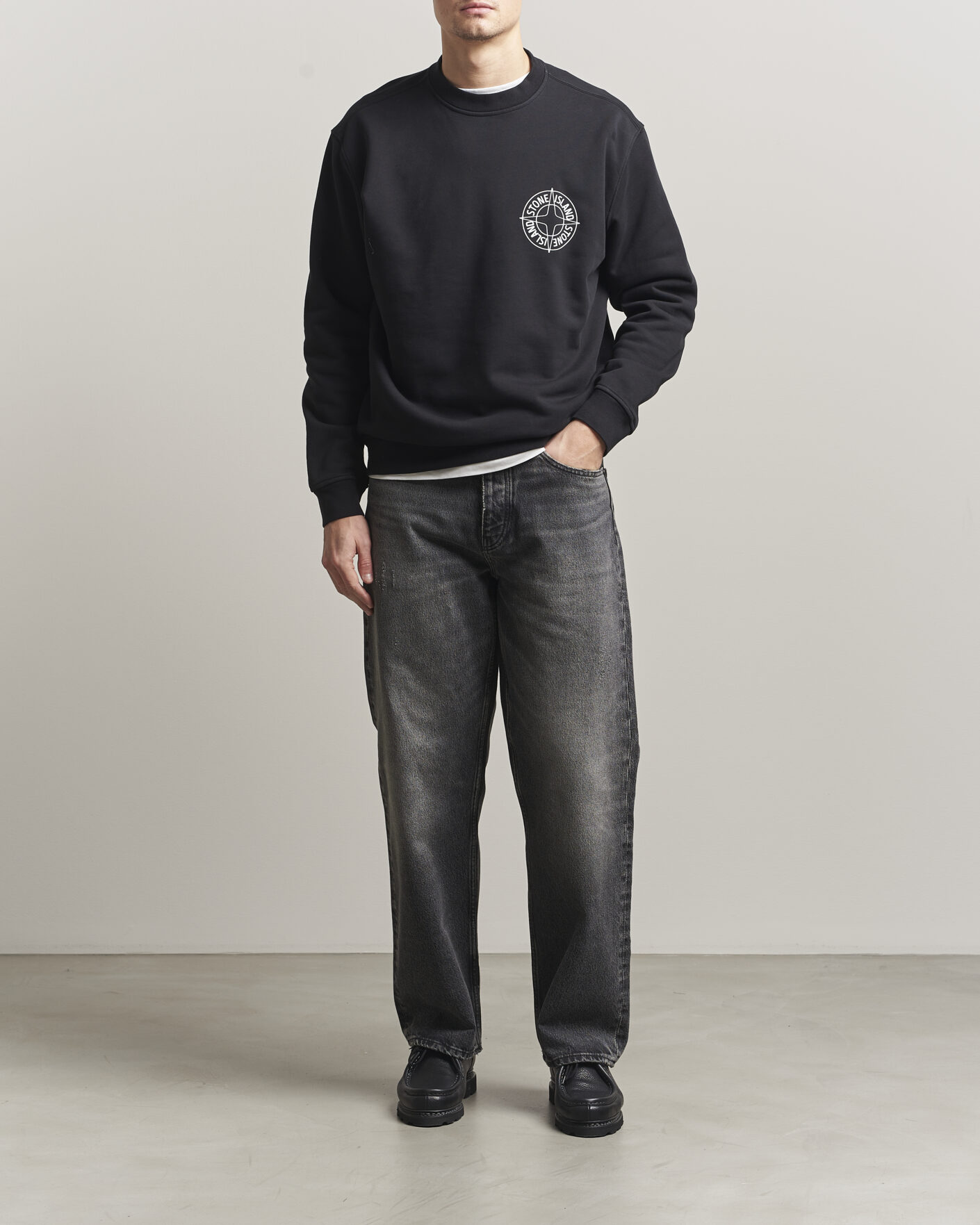 Herre | Gensere | Stone Island | Cotton Fleece Printed Logo Sweatshirt Black