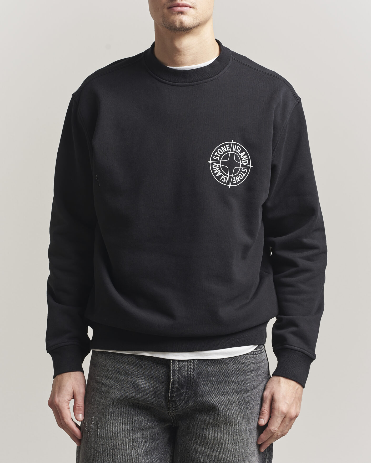 Herre | Gensere | Stone Island | Cotton Fleece Printed Logo Sweatshirt Black