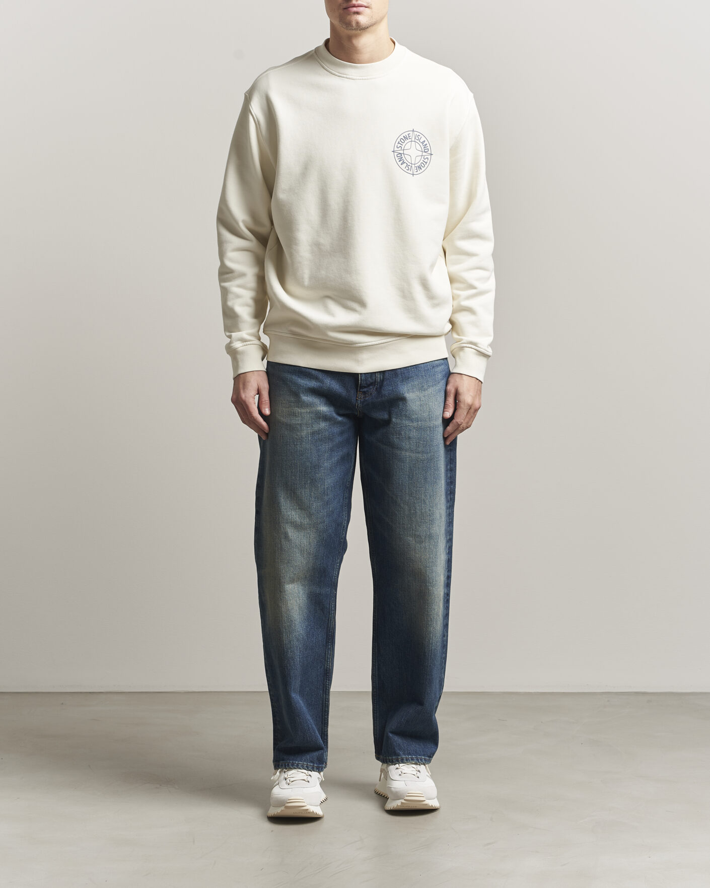 Herre | Gensere | Stone Island | Cotton Fleece Printed Logo Sweatshirt Ivory