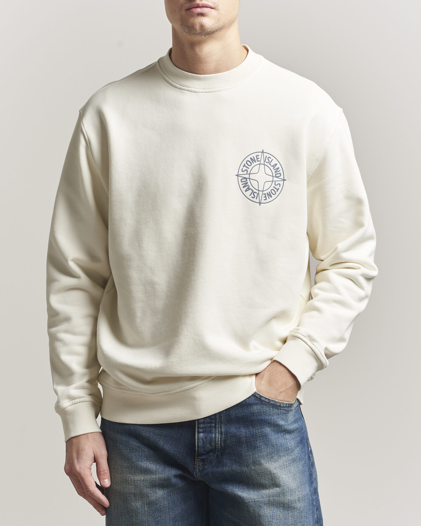 Herre | Gensere | Stone Island | Cotton Fleece Printed Logo Sweatshirt Ivory