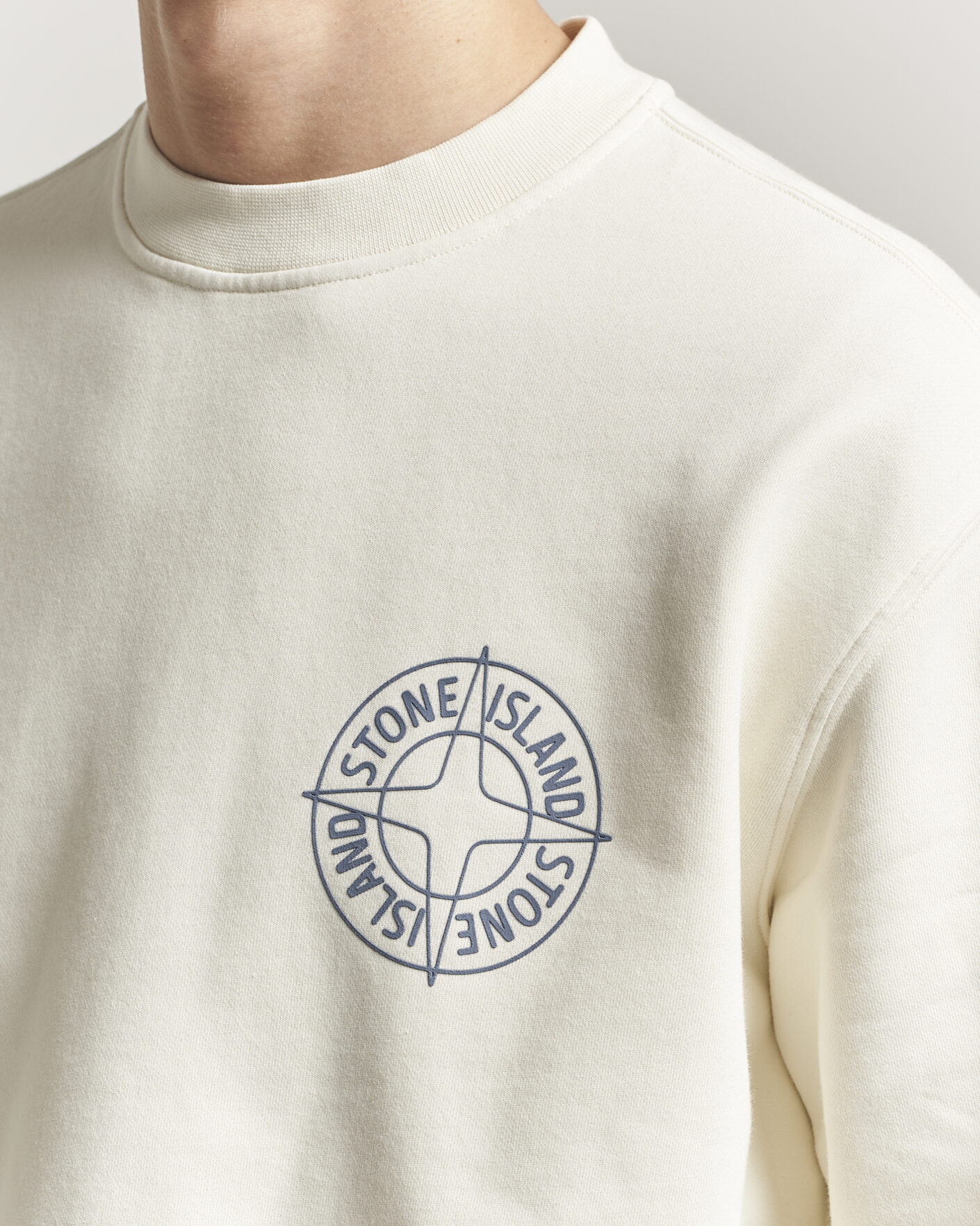 Herre | Gensere | Stone Island | Cotton Fleece Printed Logo Sweatshirt Ivory