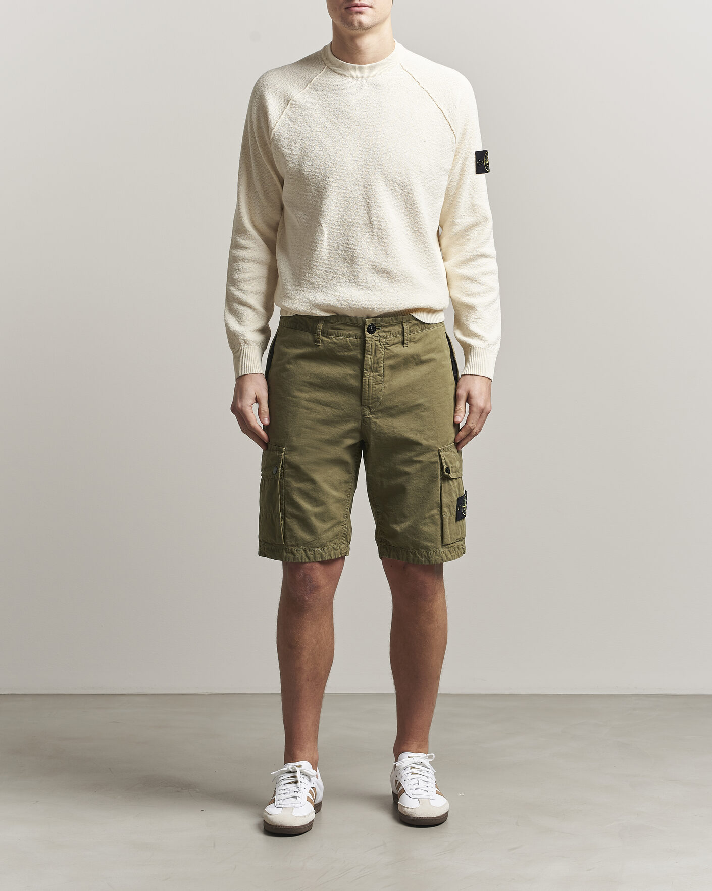 Herre | Shorts | Stone Island | Brushed Cotton Canvas Cargo Shorts Military Green