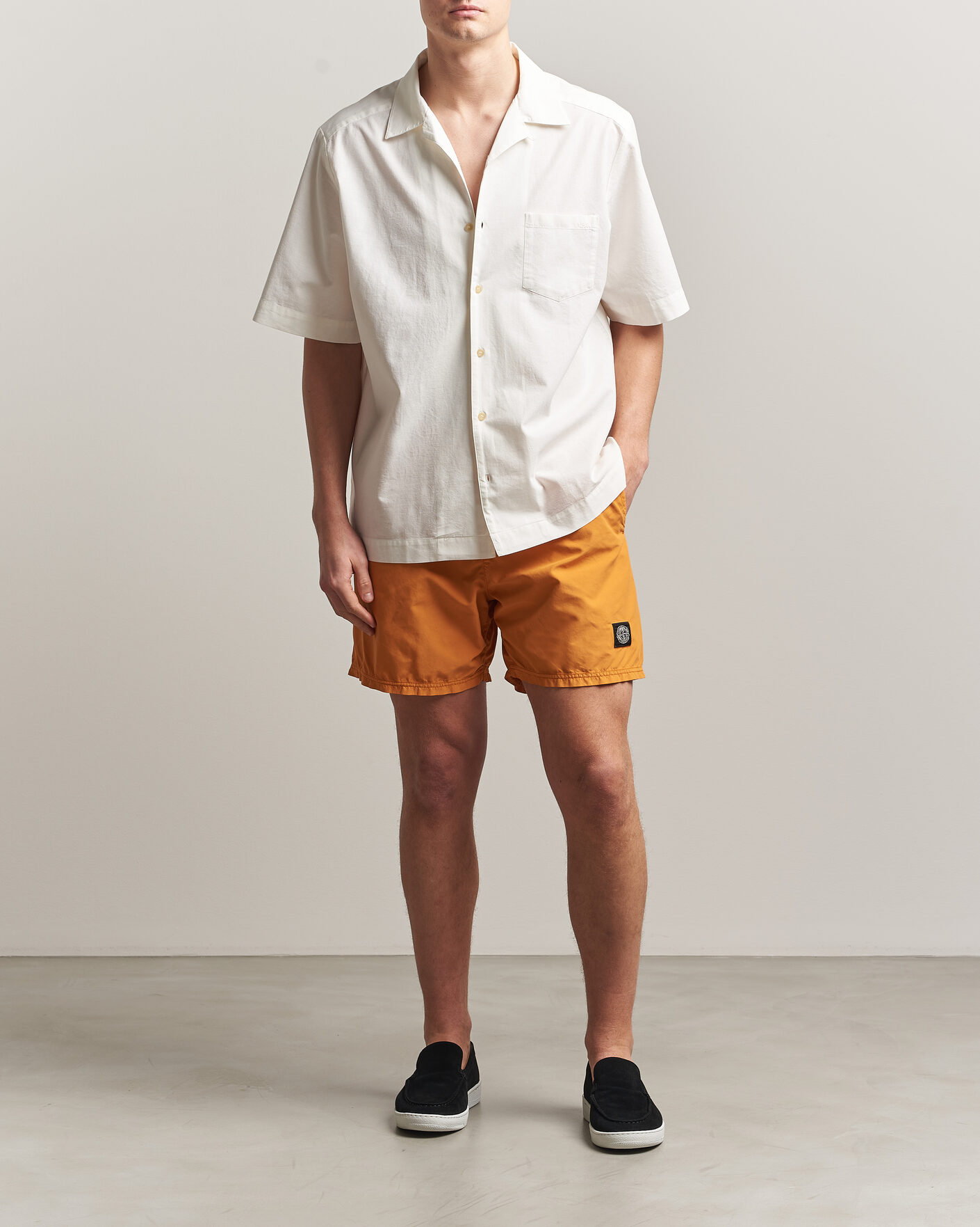 Herre | Badeshorts | Stone Island | Brushed Nylon Swimshorts Tangerine