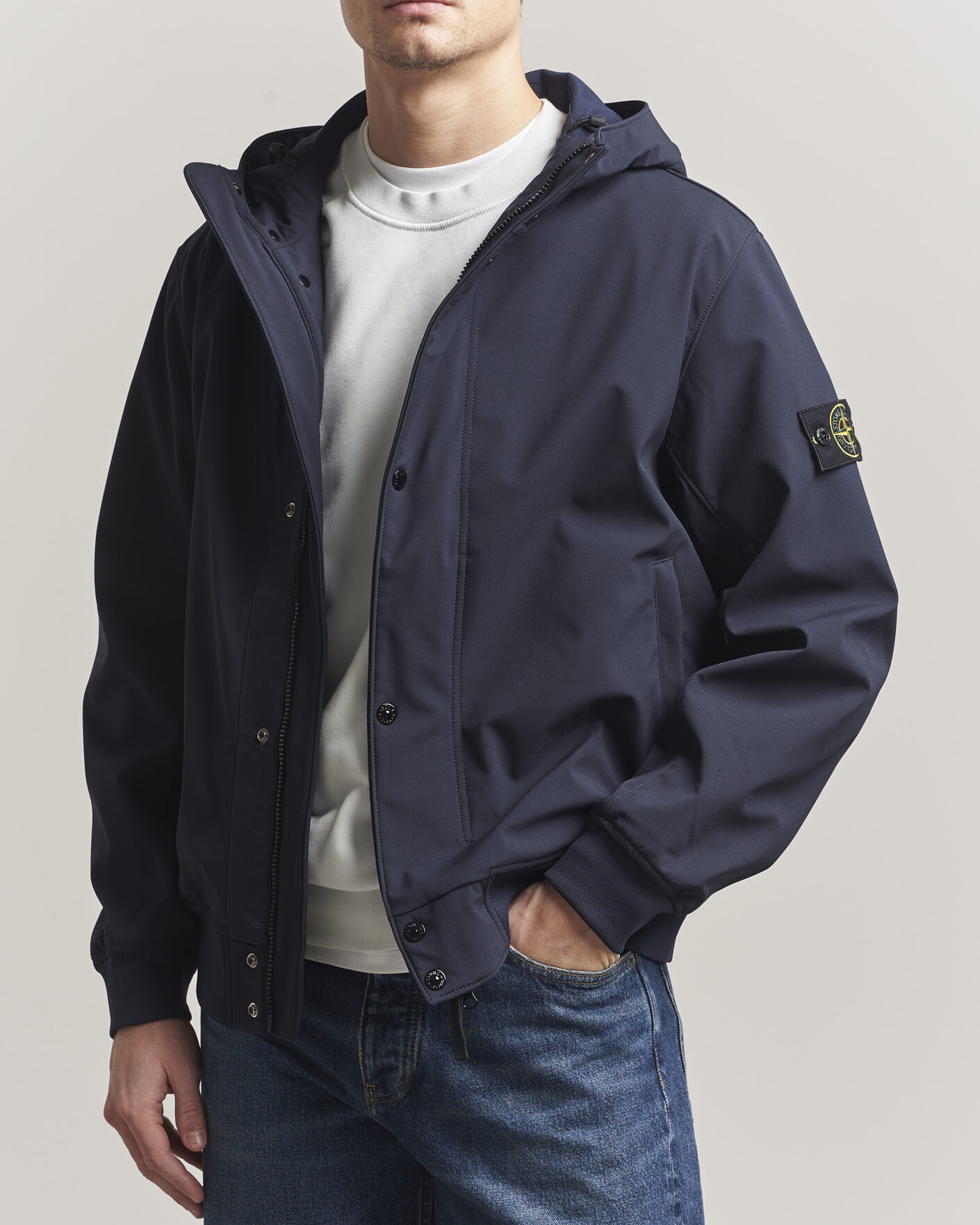 Herre | Jakker | Stone Island | Soft Shell Hooded Jacket Navy