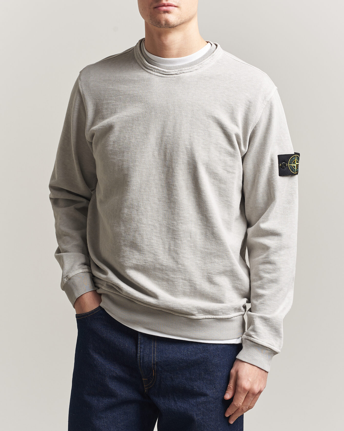 Herre | Gensere | Stone Island | Old Dyed Cotton Sweatshirt Pearl Grey