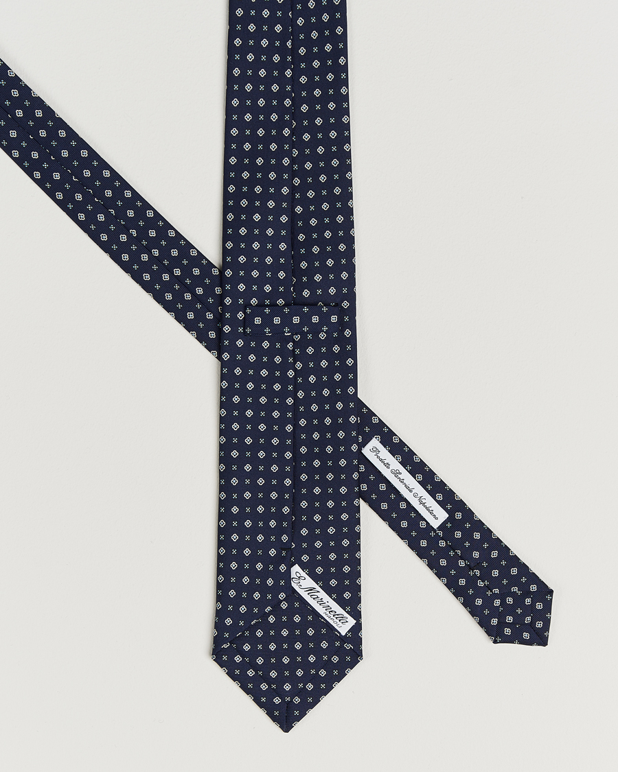 Herre | Slips | E. Marinella | 3-Fold Printed Silk Tie Navy