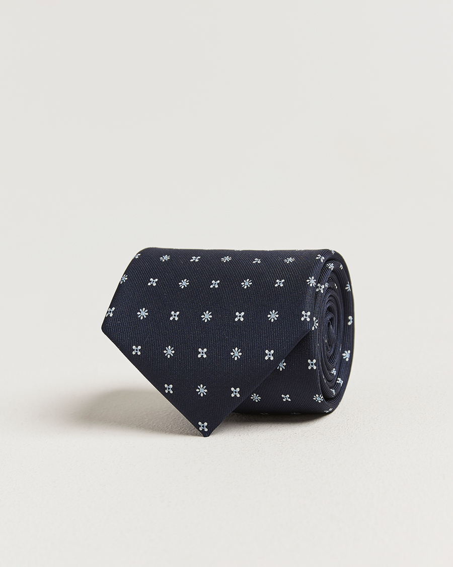 Herre | Slips | E. Marinella | 3-Fold Printed Silk Tie Navy