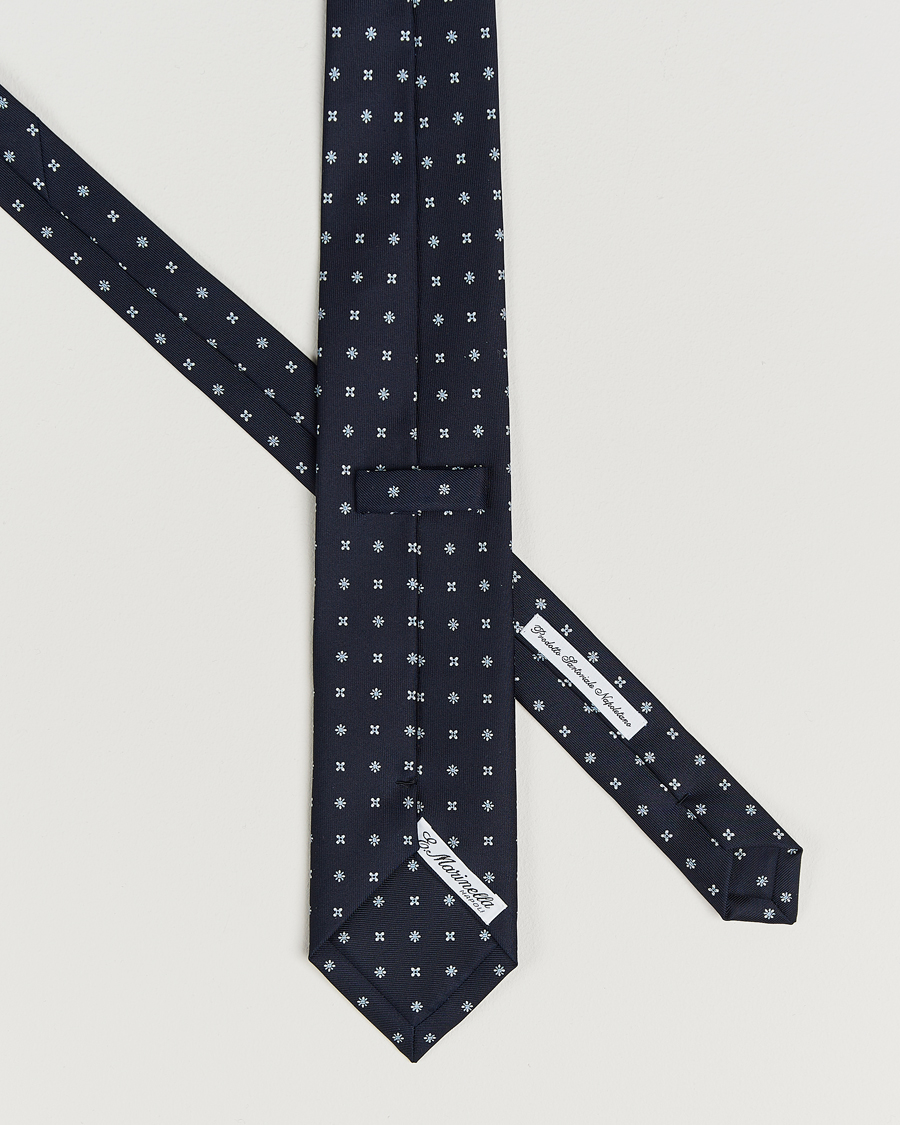 Herre | Slips | E. Marinella | 3-Fold Printed Silk Tie Navy
