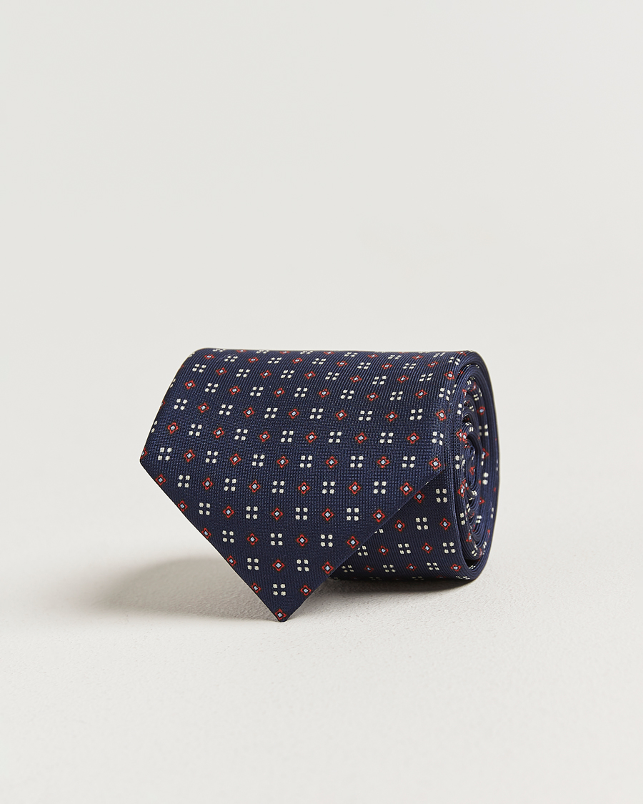 Herre | Slips | E. Marinella | 3-Fold Printed Silk Tie Navy