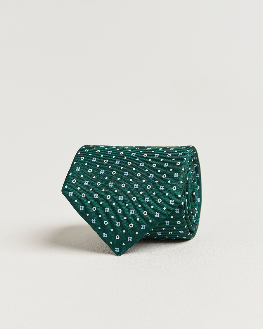 Herre | Slips | E. Marinella | 3-Fold Printed Silk Tie Dark Green