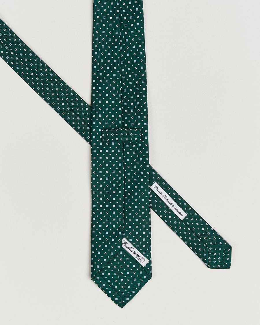 Herre | Slips | E. Marinella | 3-Fold Printed Silk Tie Dark Green
