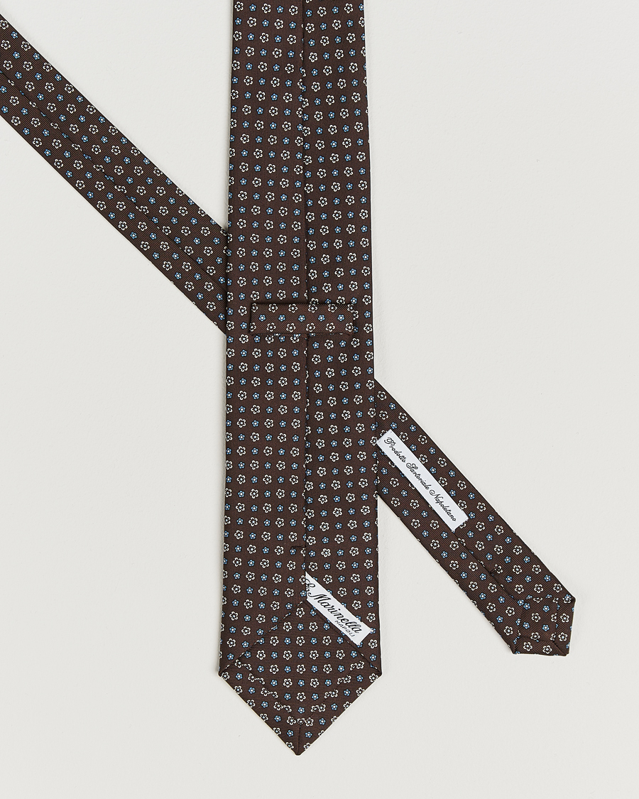 Herre | Slips | E. Marinella | 3-Fold Printed Silk Tie Brown