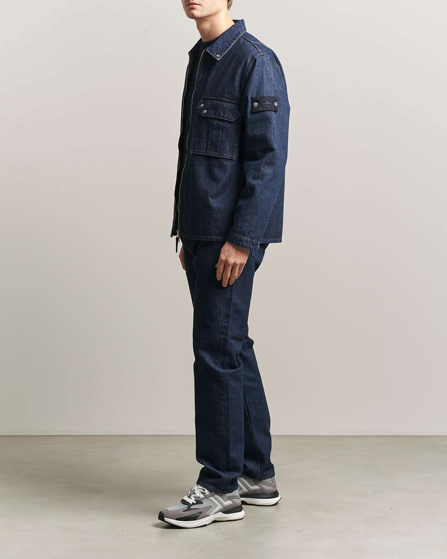 Herre | Jakker | Stone Island | Denim Zip Shirt Jacket Blue Rinse