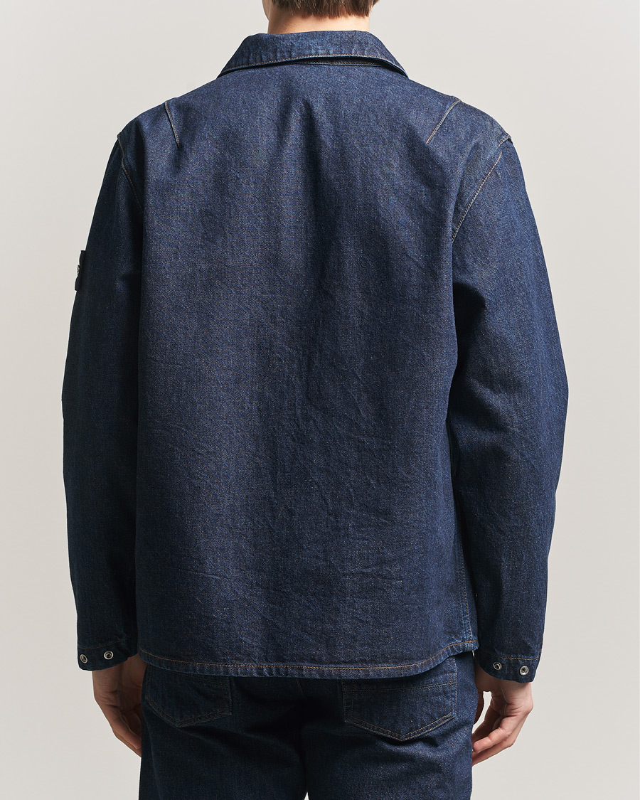 Herre | Jakker | Stone Island | Denim Zip Shirt Jacket Blue Rinse