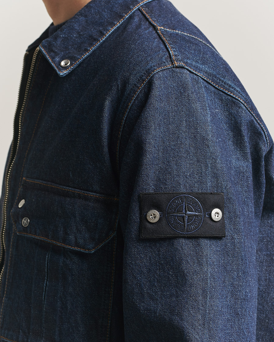 Herre | Jakker | Stone Island | Denim Zip Shirt Jacket Blue Rinse