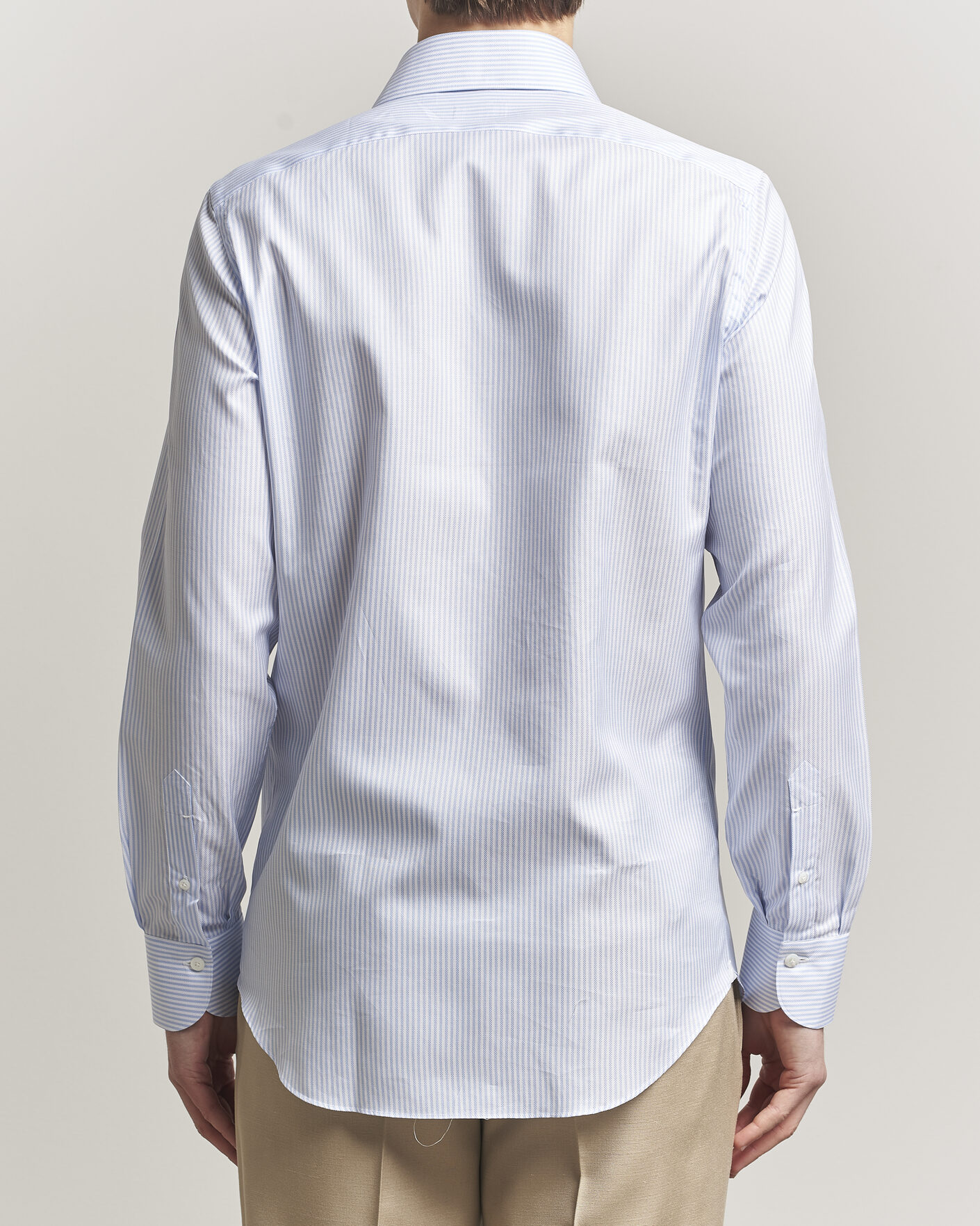 Herre | Skjorter | Finamore Napoli | Milano Slim Royal Oxford Dress Shirt Light Blue Stripe