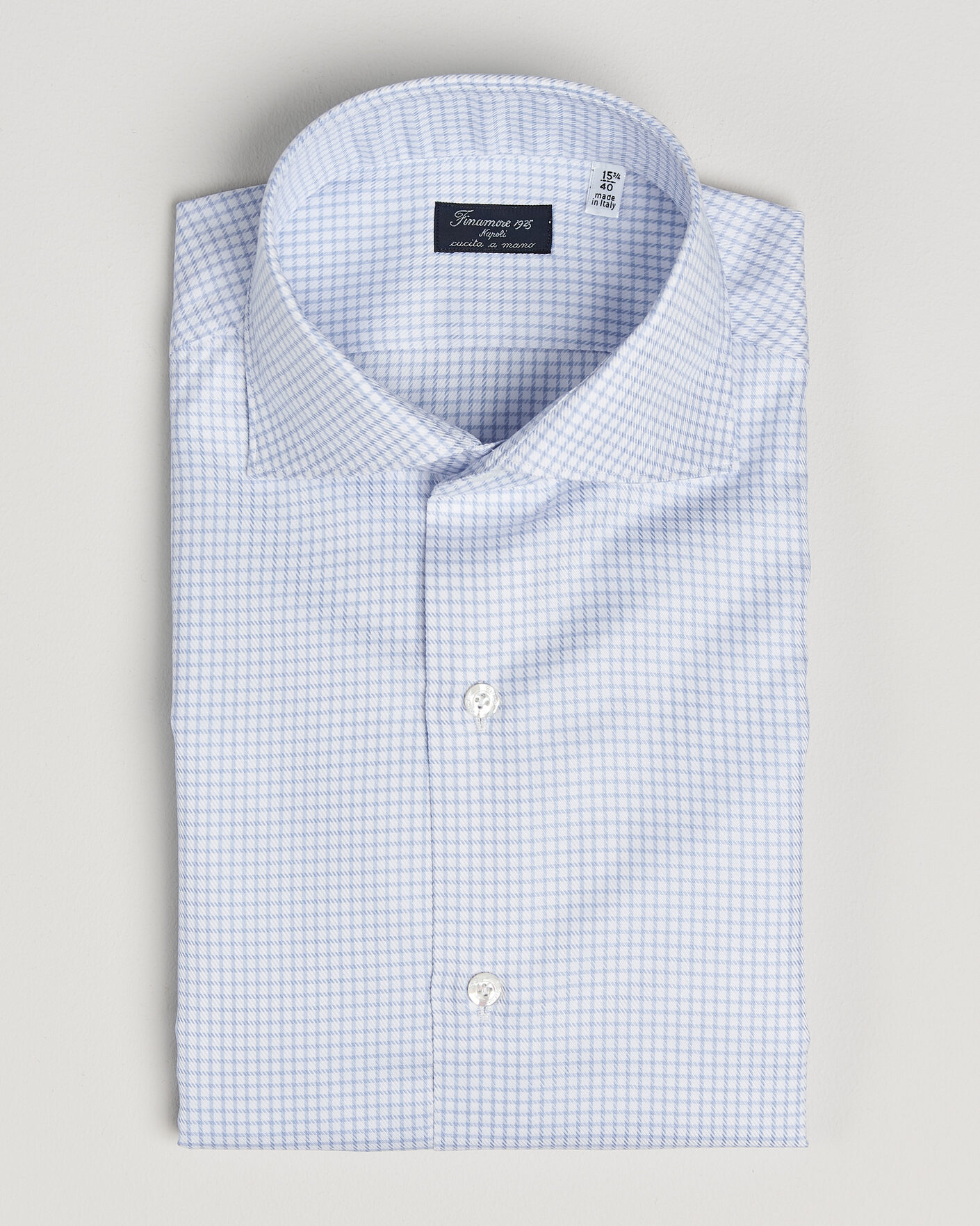 Herre | Skjorter | Finamore Napoli | Milano Slim Twill Shirt Light Blue Check