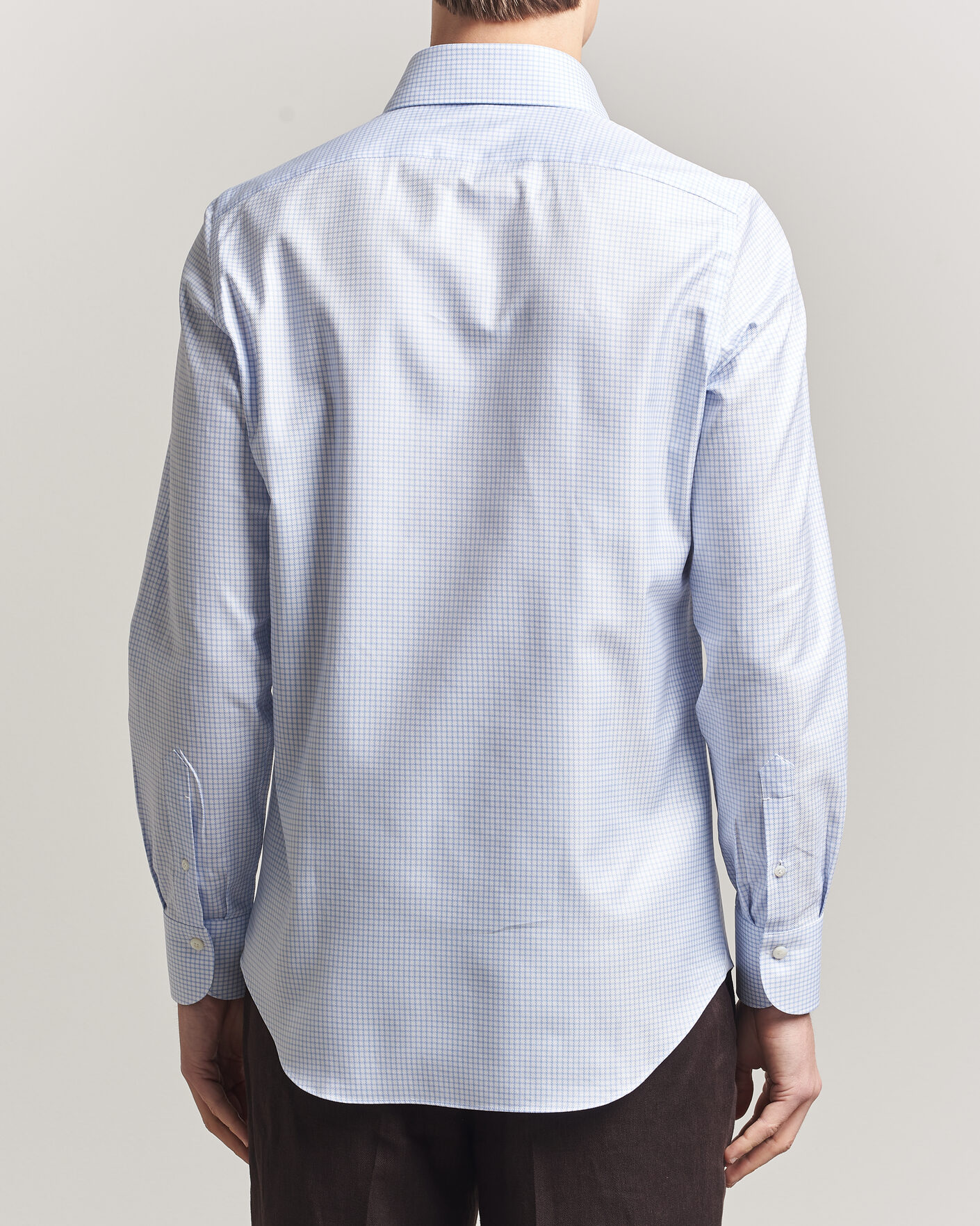 Herre | Skjorter | Finamore Napoli | Milano Slim Twill Shirt Light Blue Check