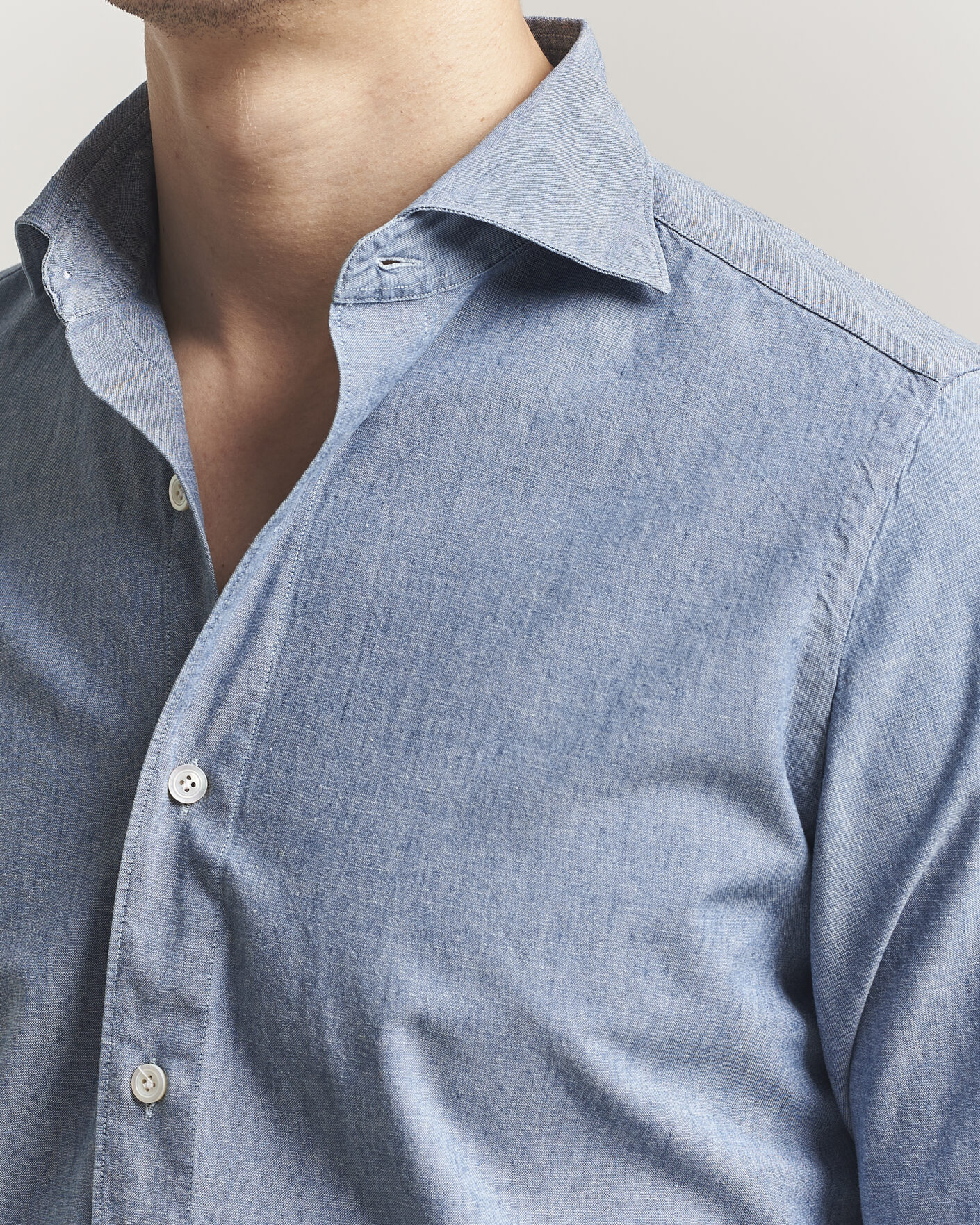 Herre | Skjorter | Finamore Napoli | Gaeta Chambray Shirt Light Blue