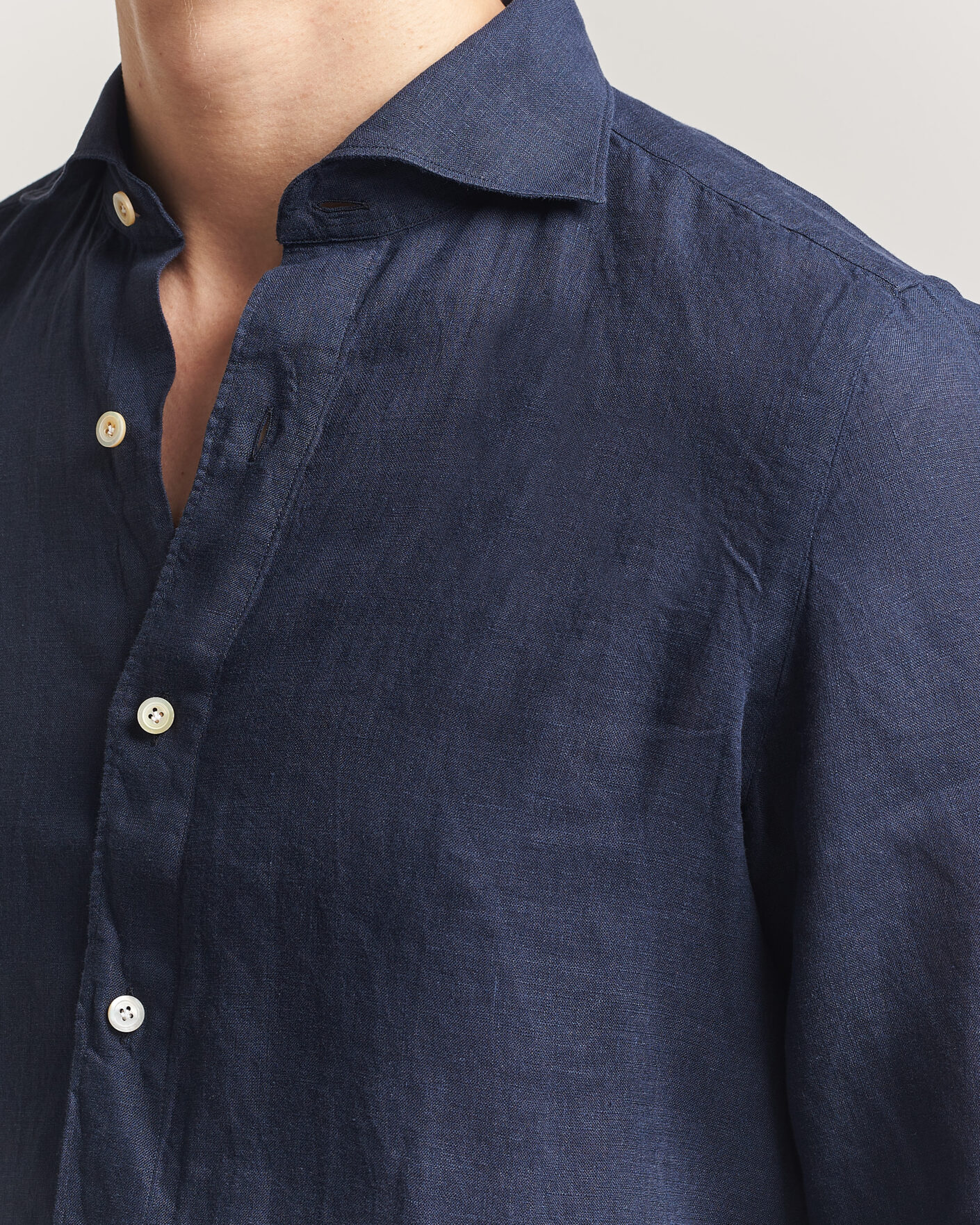 Herre | Skjorter | Finamore Napoli | Gaeta Linen Shirt Navy