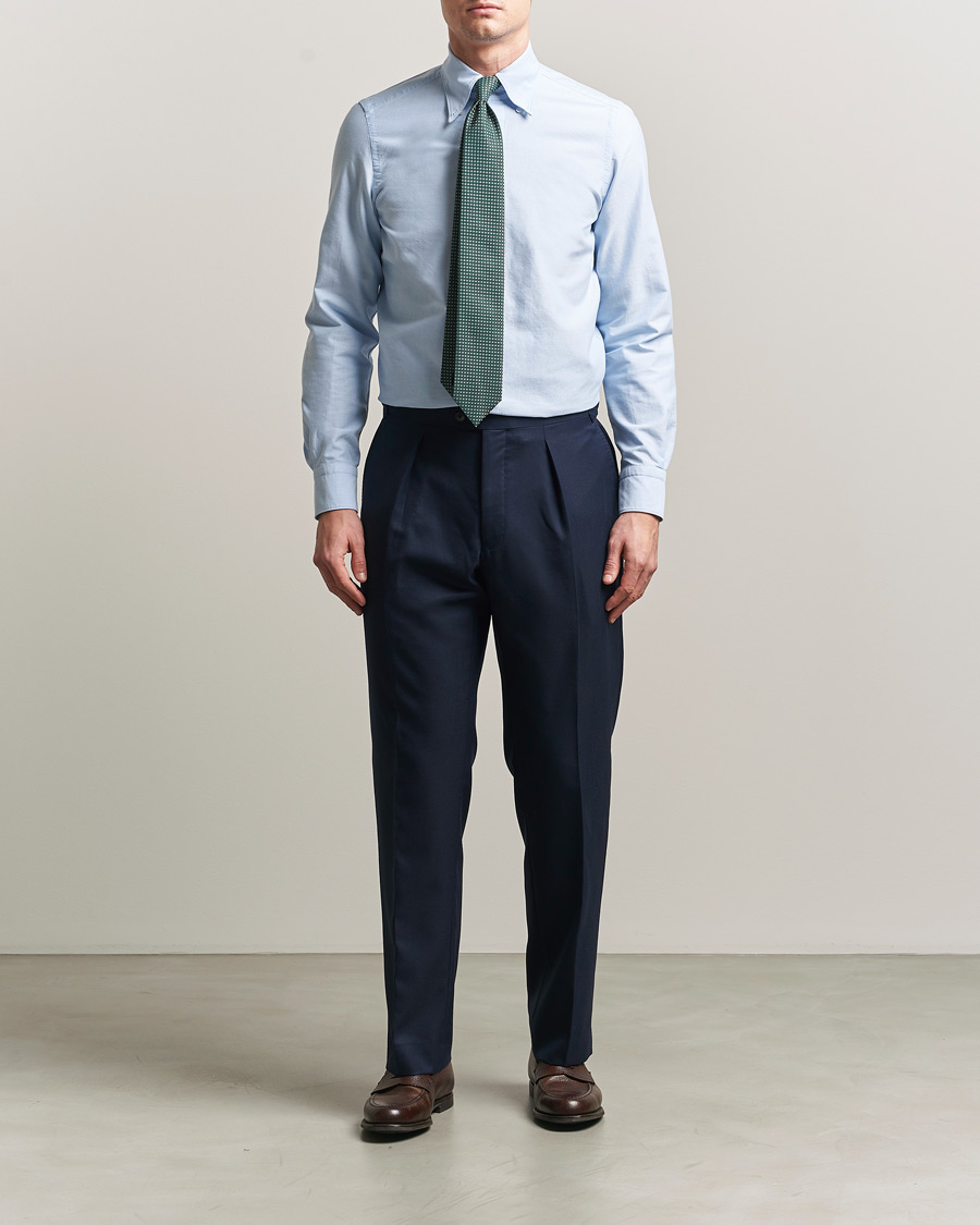Herre | Skjorter | Finamore Napoli | Gaeta Oxford Button Down Shirt Light Blue