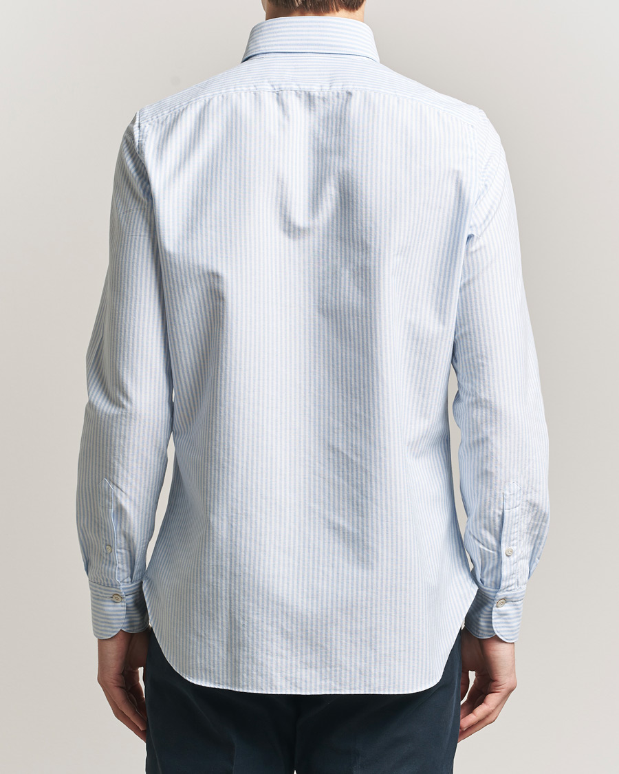 Herre | Skjorter | Finamore Napoli | Gaeta Oxford Button Down Shirt Light Blue Stripe
