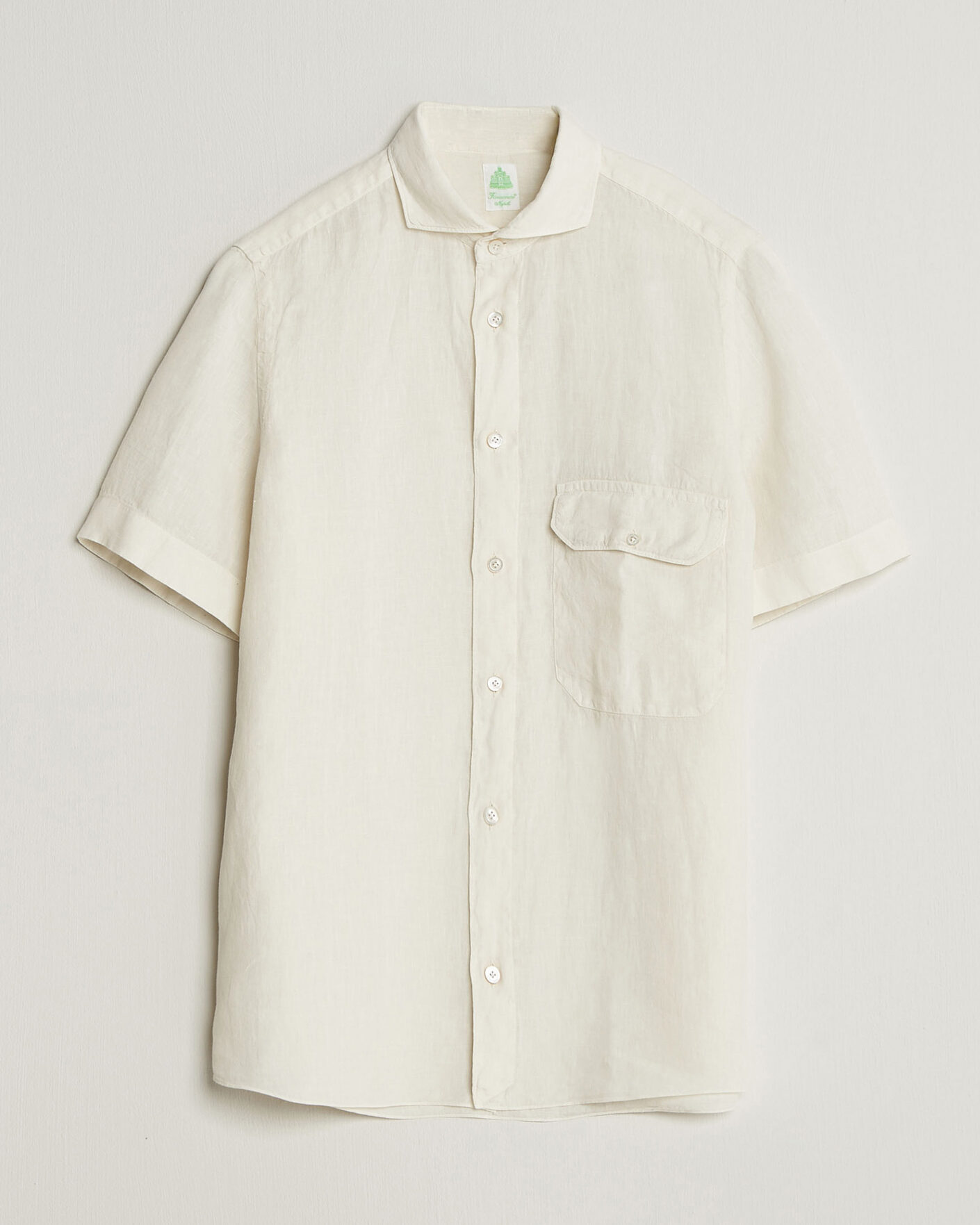 Herre | Skjorter | Finamore Napoli | Linen Short Sleeve Sport Shirt Off White