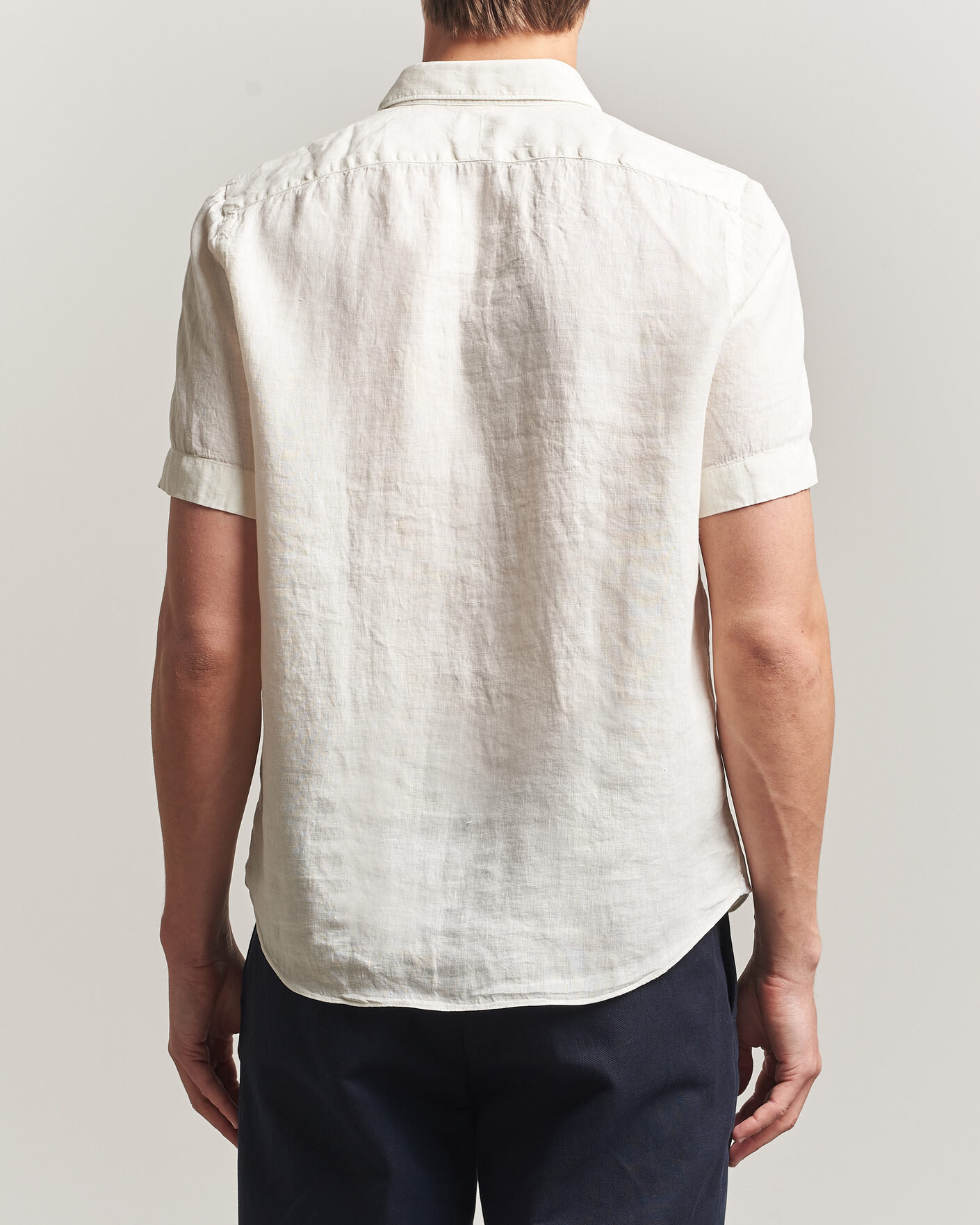Herre | Skjorter | Finamore Napoli | Linen Short Sleeve Sport Shirt Off White