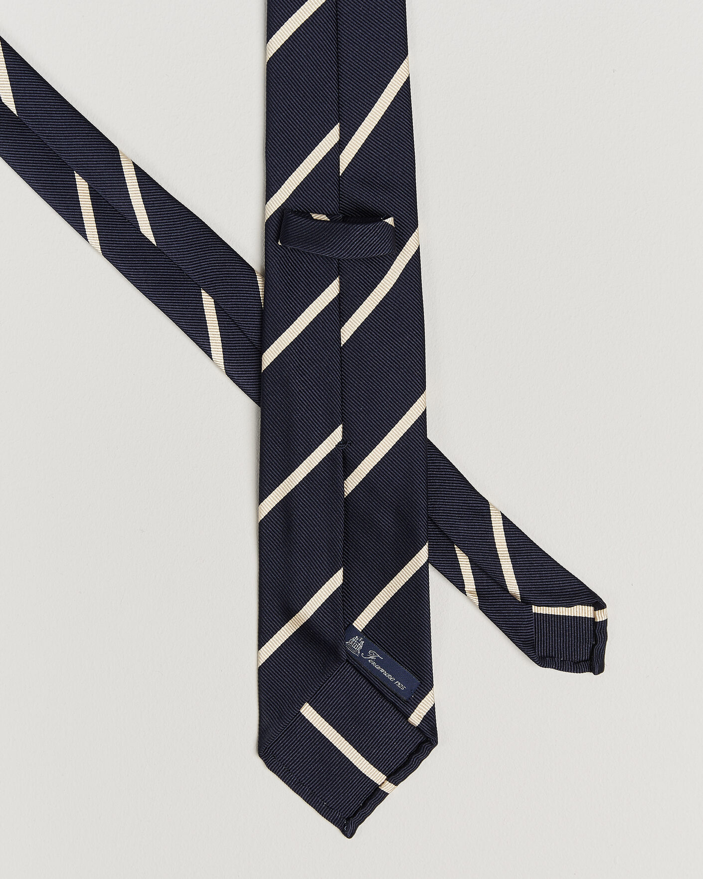 Herre | Slips | Finamore Napoli | Regimental Stripe Silk Tie Navy/White