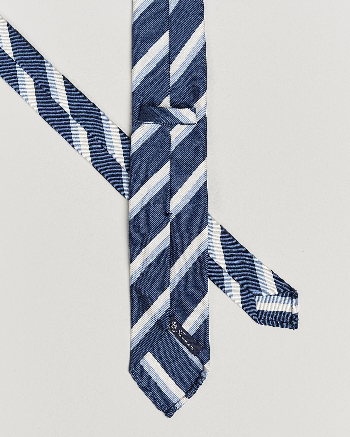 Herre | Slips | Finamore Napoli | Regimental Stripe Silk Tie Blue/White