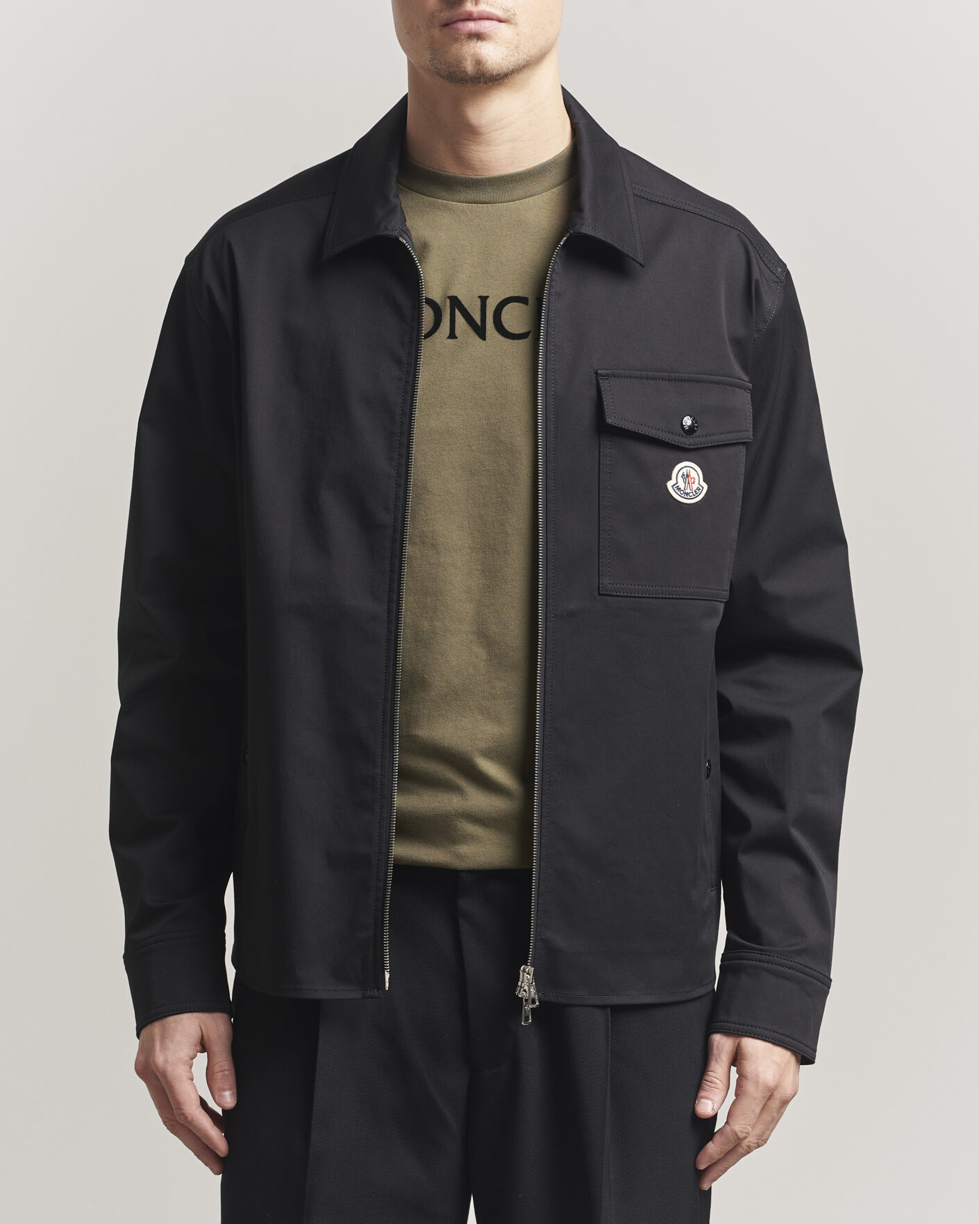 Herre | Skjorter | Moncler | Zip Overshirt Black