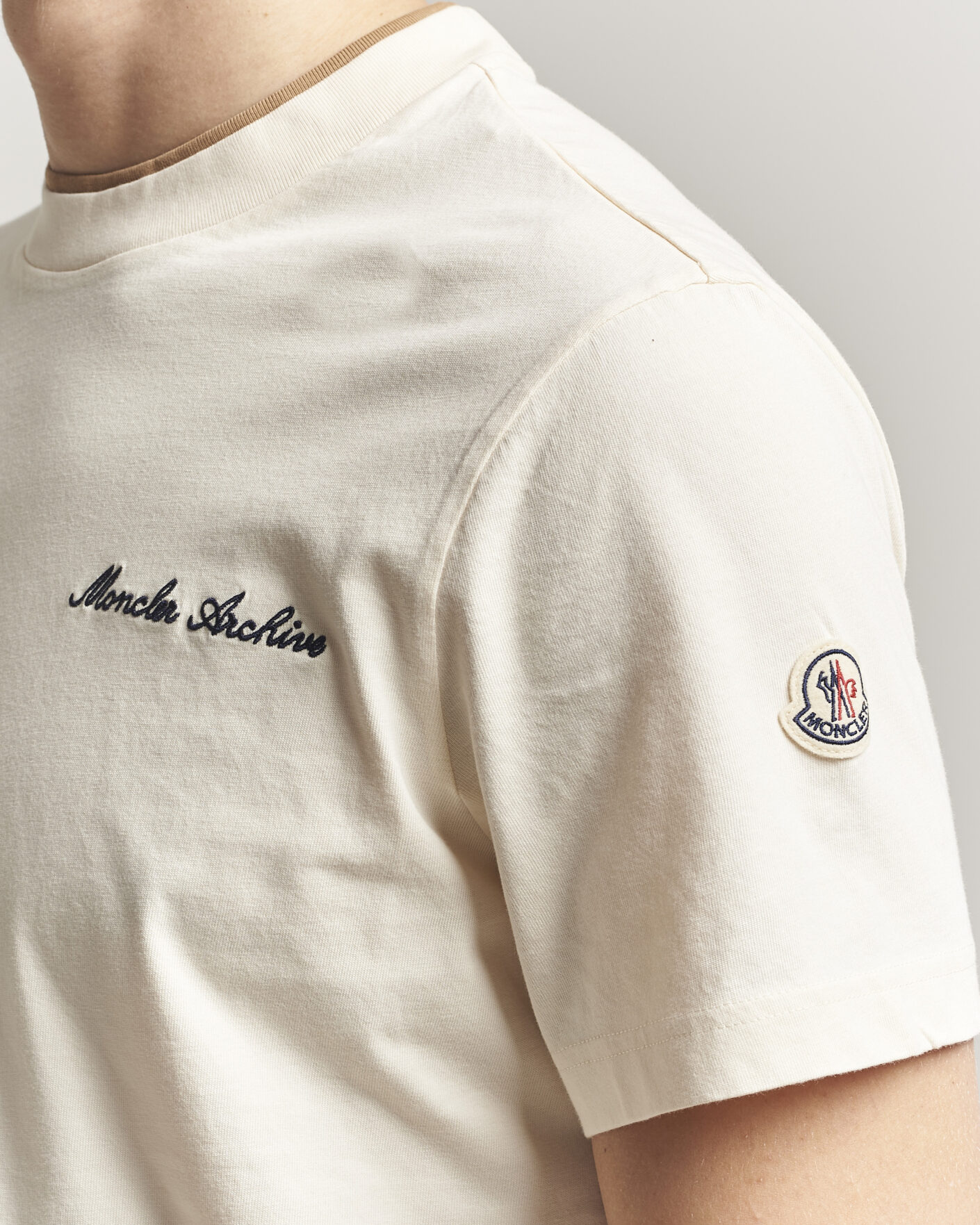 Herre | T-Shirts | Moncler | Signature Logo T-Shirt Off White