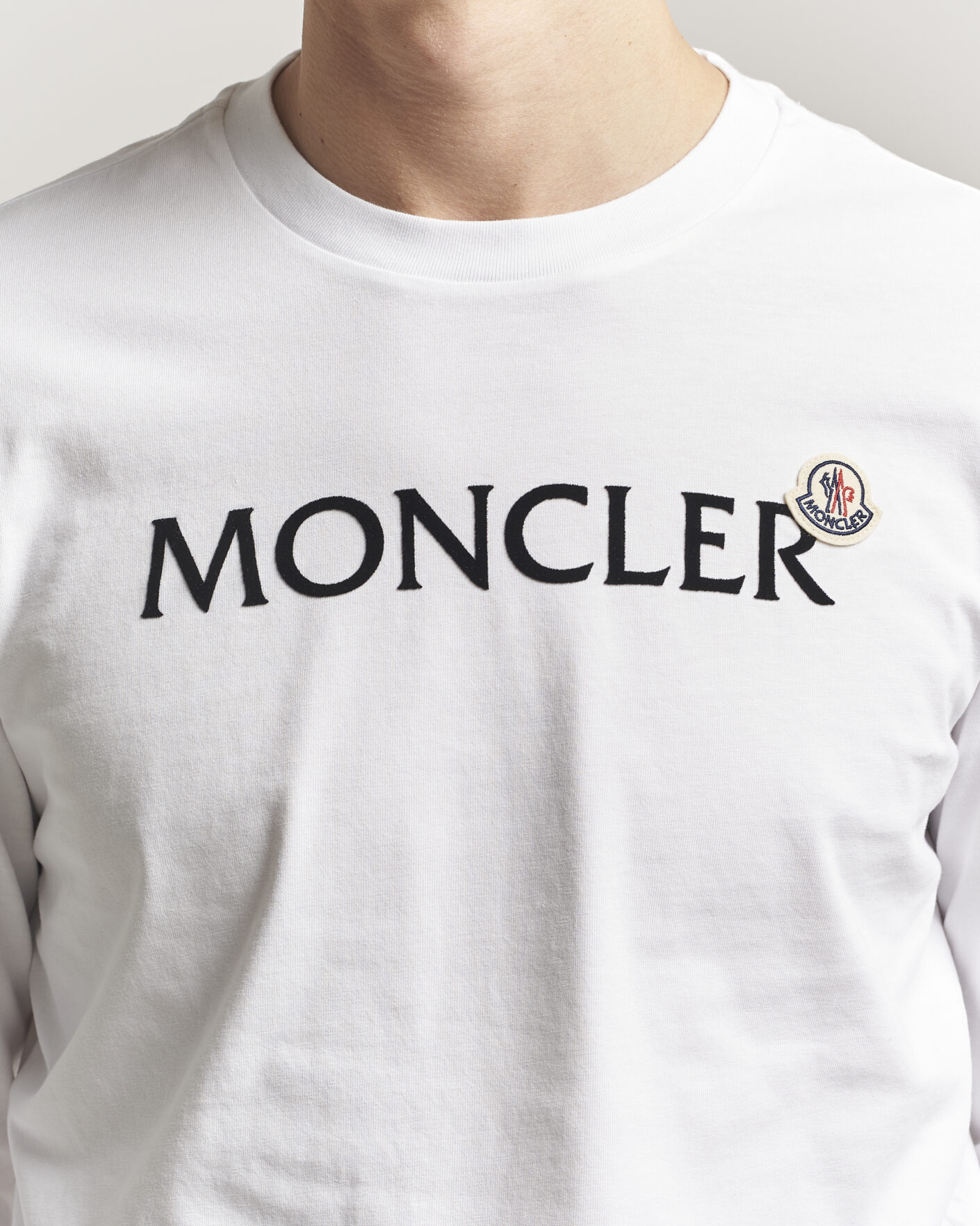 Herre | T-Shirts | Moncler | Lettering Logo Long Sleeve T-Shirt White