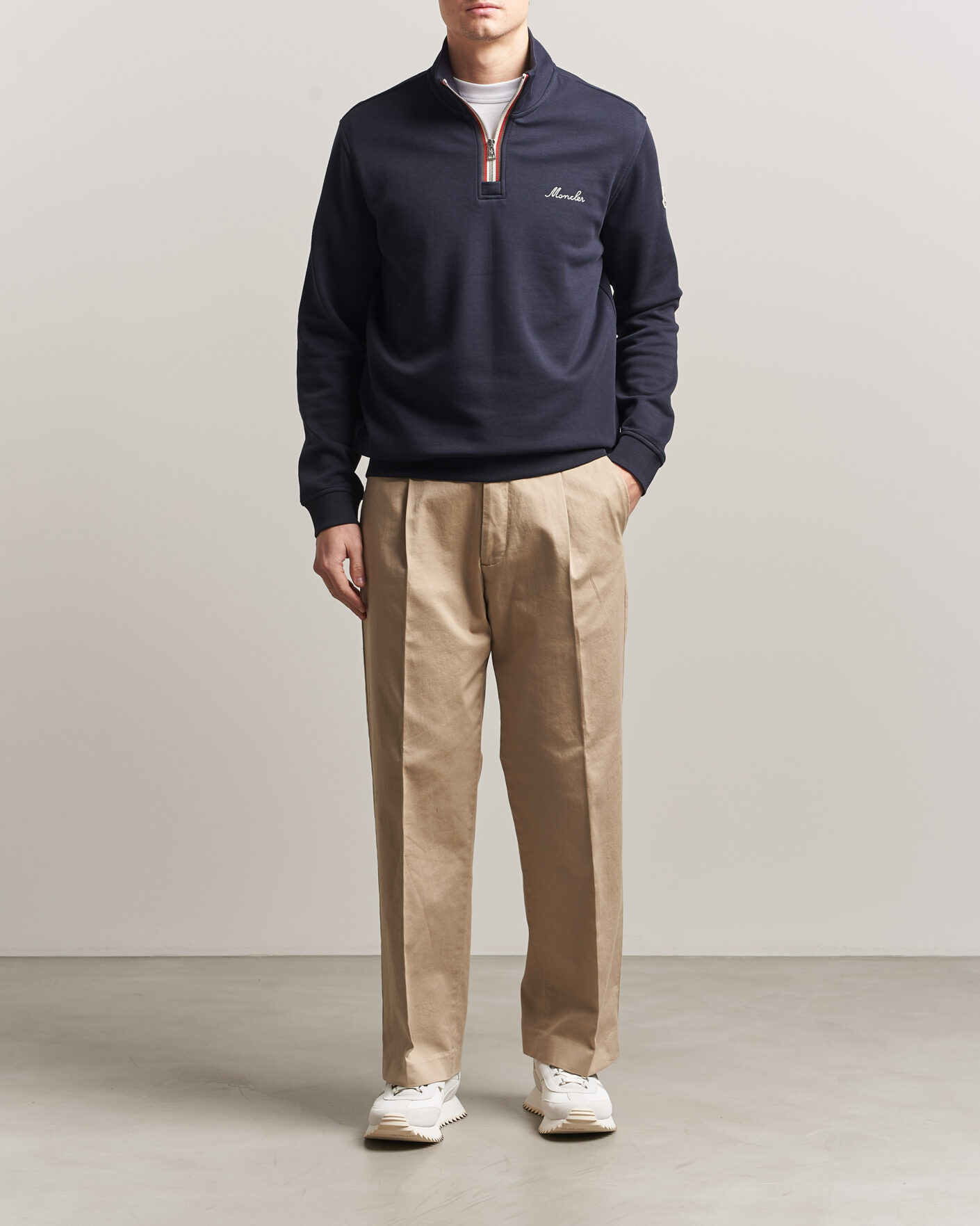 Herre | Gensere | Moncler | Signature Logo Half Zip Navy